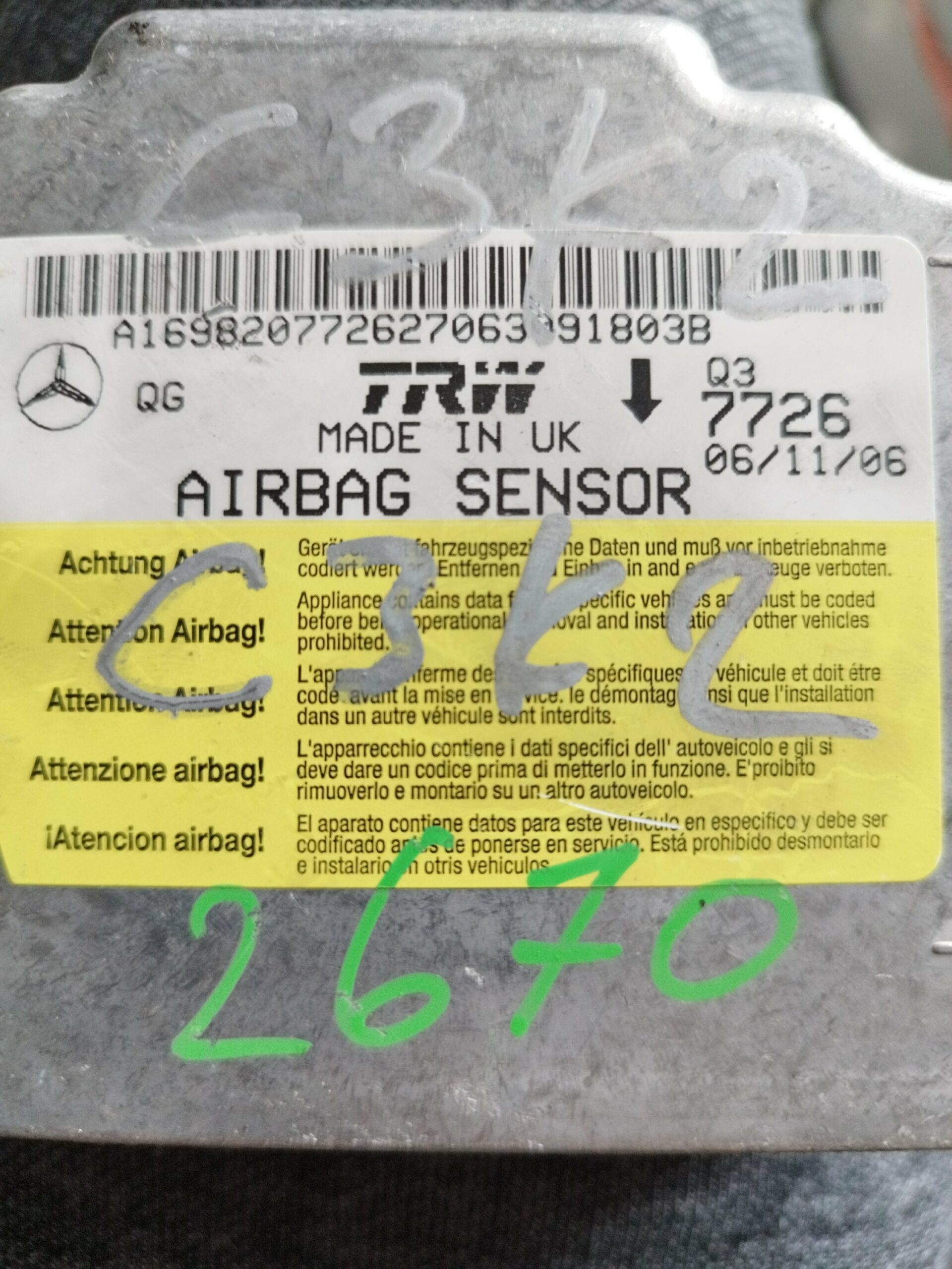 Modul airbaga Mercedes a clasa 05 A1698207726