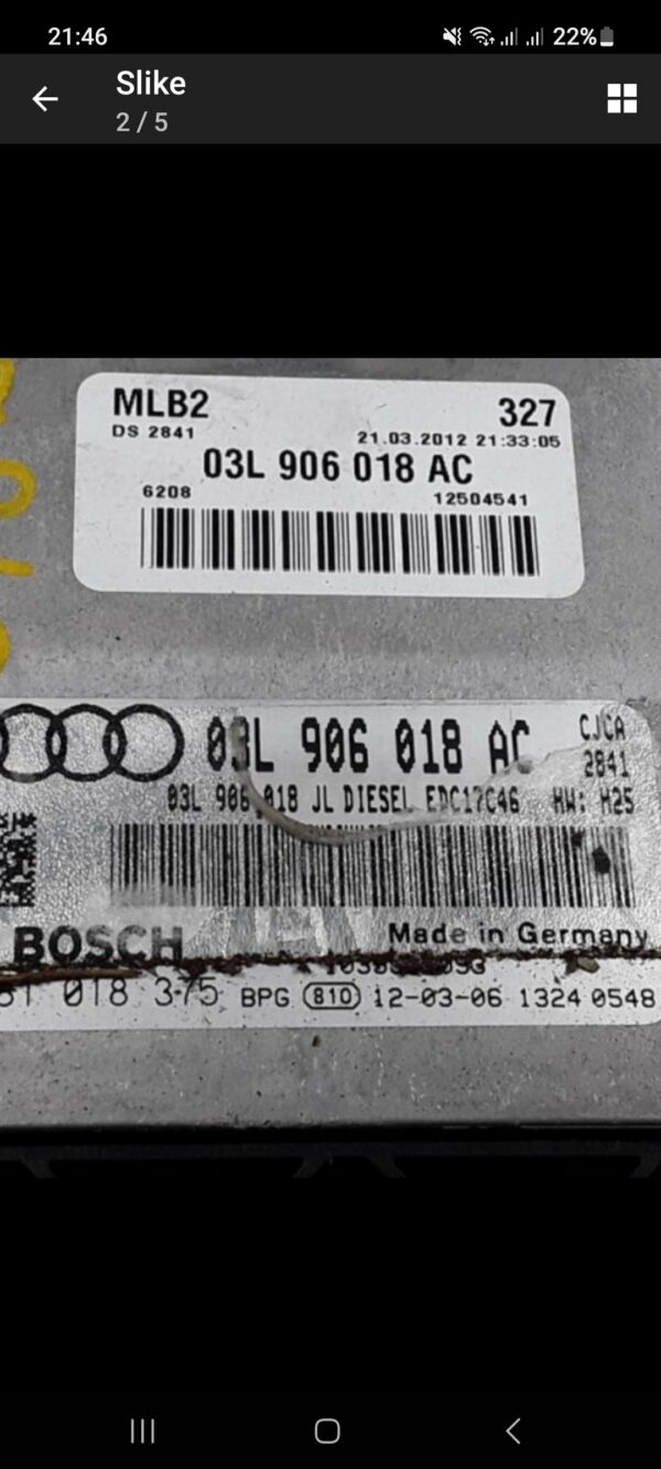 03L906018AC#0281018375# ELEKTRONIKA MOTORA AUDI A4 07..15 20TDI 17#Ecu procesor edc17c46#Audi#VW#Seat#Skoda