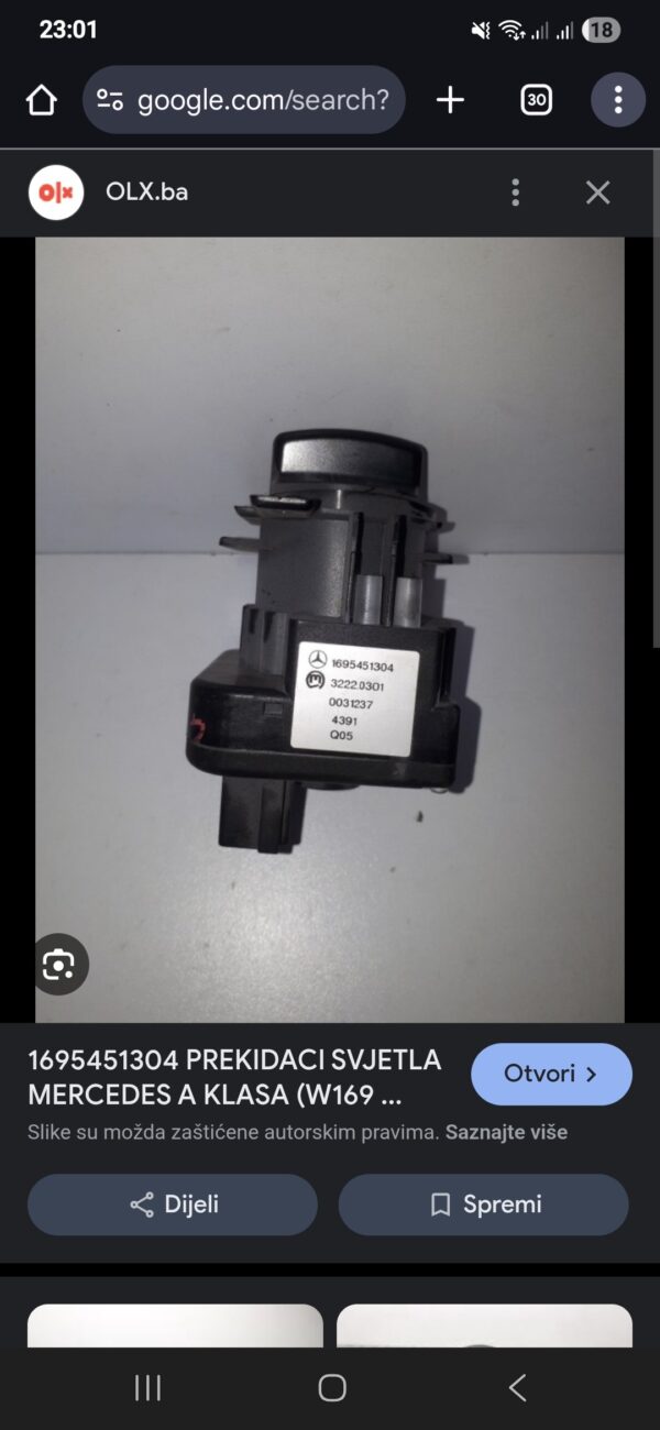 PREKIDAC SVJETLA A 169 MERCEDES #1695451304#0252249