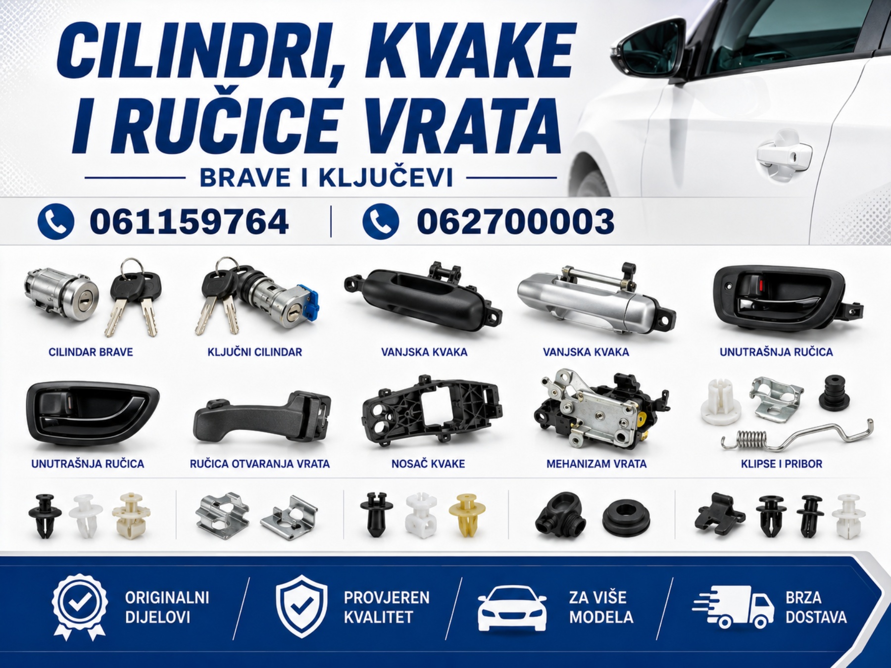 CILINDRI KVAKE I RUČICE VRATA
